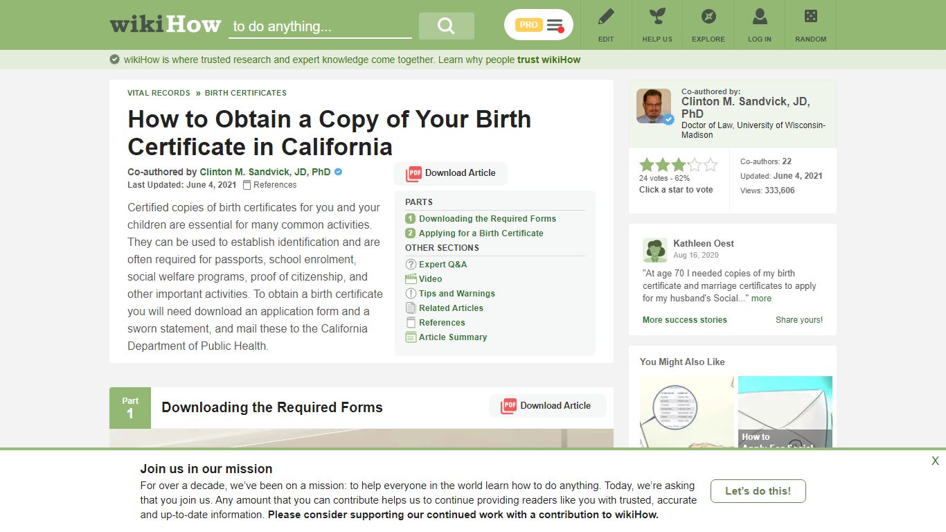 How to Obtain a Copy of Your Birth Certificate in California - wikiHow