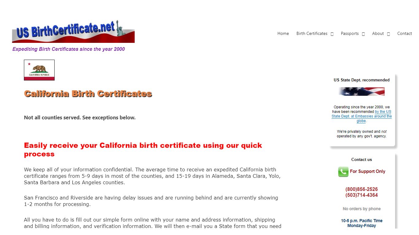 Obtain certified copy California Birth Certificate quickly